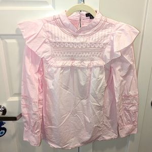 Lace insert cotton blouse